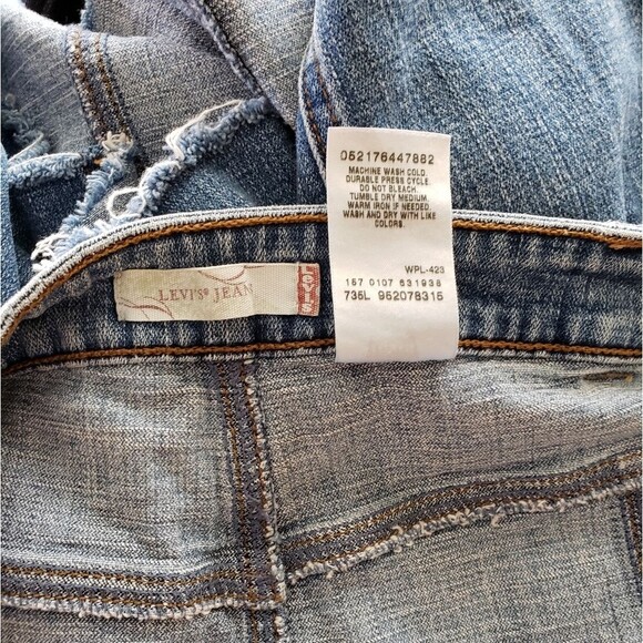 Levi's Denim Raw Hem Button Front Mini Skirt - Picture 6 of 6